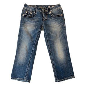 Miss Me Women Sunny Capri Jeans Thick Stitch Back Pocket Detail JD1034P3 Blue 26